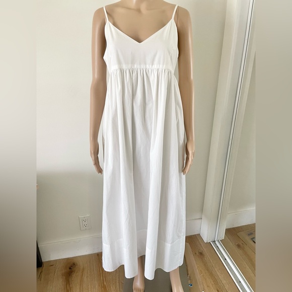 Jenni Kayne Cove Maxi Dress XS White Minimalist Cotton Pockets Cottage Beachy - Picture 2 of 7